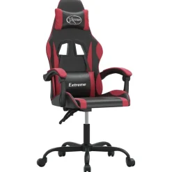 vidaXL Snurrbar gamingstol svart och vinröd konstläder