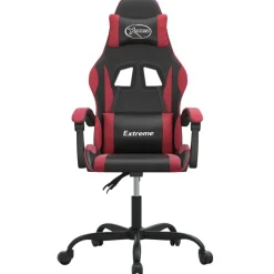 vidaXL Snurrbar gamingstol svart och vinröd konstläder