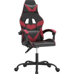 Clearance vidaXL Snurrbar gamingstol konstläder Svart och vinröd