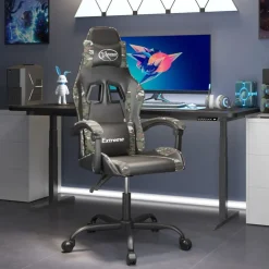 vidaXL Snurrbar gamingstol svart och kamouflage konstläder