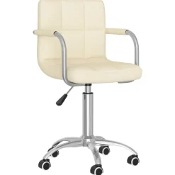 vidaXL Snurrbar kontorsstol gräddvit tyg
