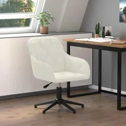 Clearance vidaXL Snurrbar kontorsstol gräddvit sammet Kräm