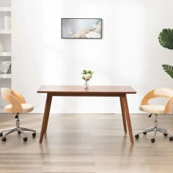 Discount vidaXL Snurrbar kontorsstol böjträ och konstläder gräddvit Kräm