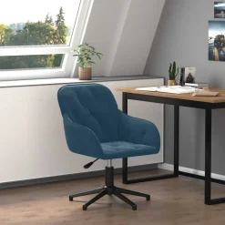 vidaXL Snurrbar kontorsstol blå sammet