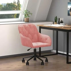 vidaXL Snurrbar kontorsstol rosa sammet