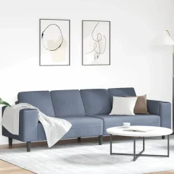 vidaXL Soffa Blå 250 x 77 x 76 cm Kordread tyg