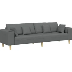 Outlet vidaXL Soffa med kudde 250 x 77 x 76 cm tyg Mörkgrå