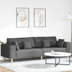 Outlet vidaXL Soffa med kudde 250 x 77 x 76 cm tyg Mörkgrå