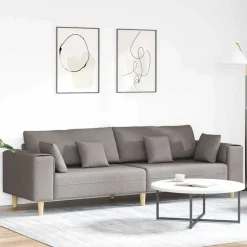 vidaXL Soffa med kudde Taupe 250 x 77 x 76 cm tyg