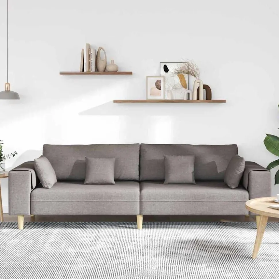 vidaXL Soffa med kudde Taupe 250 x 77 x 76 cm tyg