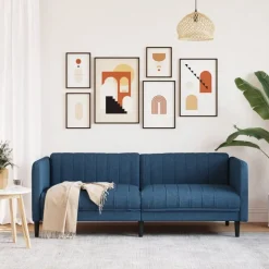 vidaXL Soffa 3-sits blå tyg