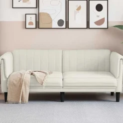 Online vidaXL Soffa 2-sits gräddvit sammet Kräm