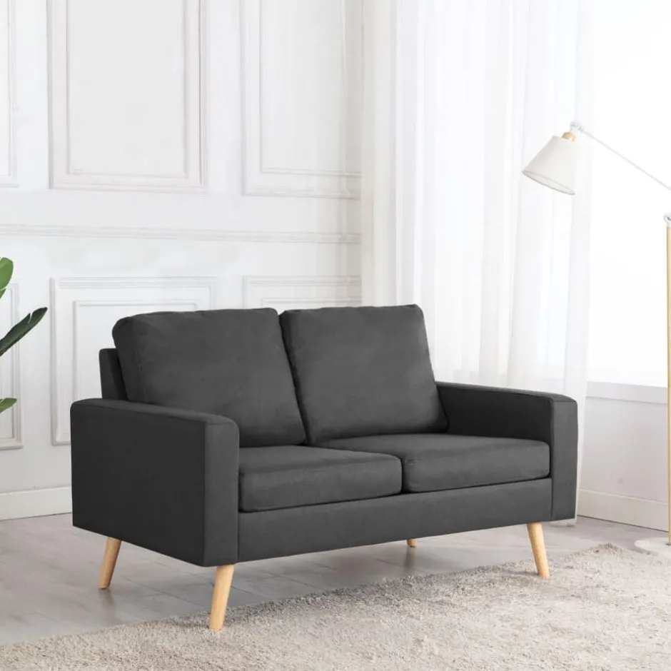Sale vidaXL Soffa 2-sits tyg Mörkgrå