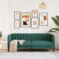 vidaXL Soffa 2-sits mörkgrön tyg