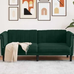 Hot vidaXL Soffa 2-sits sammet Mörkgrön