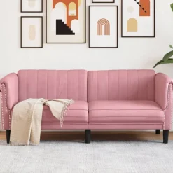 vidaXL Soffa 2-sits rosa sammet