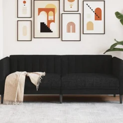 vidaXL Soffa 2-sits svart tyg