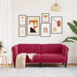 vidaXL Soffa 2-sits vinröd sammet
