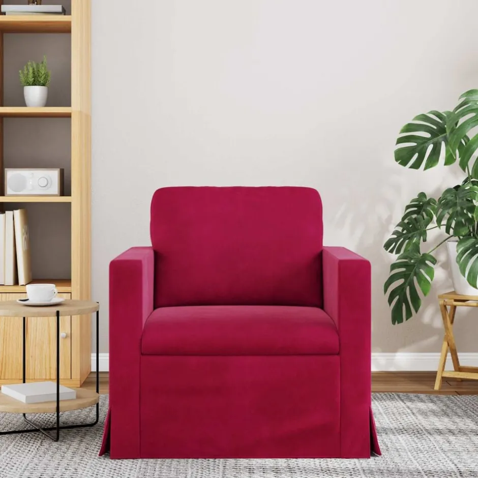 Online vidaXL Soffa 78 x 78 x 80 cm Sammet Vinröd