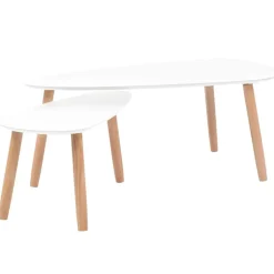 vidaXL Soffbord 2 st massiv furu vit