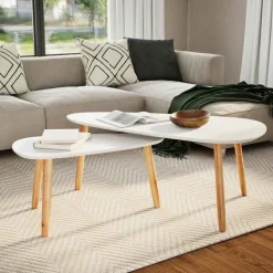 vidaXL Soffbord 2 st massiv furu vit