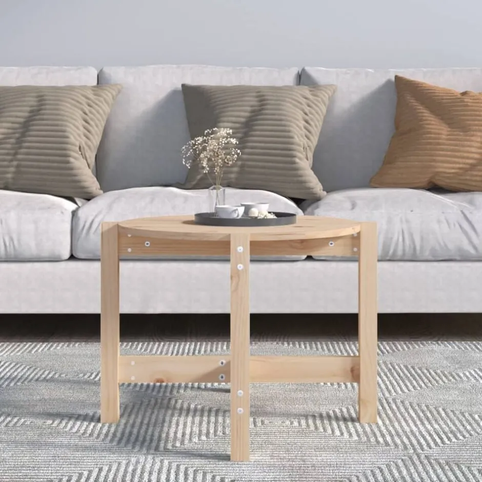 vidaXL Soffbord Ø 62,5x45 cm massiv furu Naturfärg