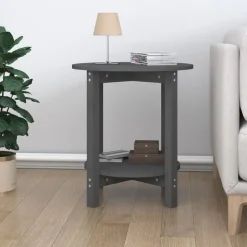 Hot vidaXL Soffbord Ø 55 x 60 cm massivt furu Grå