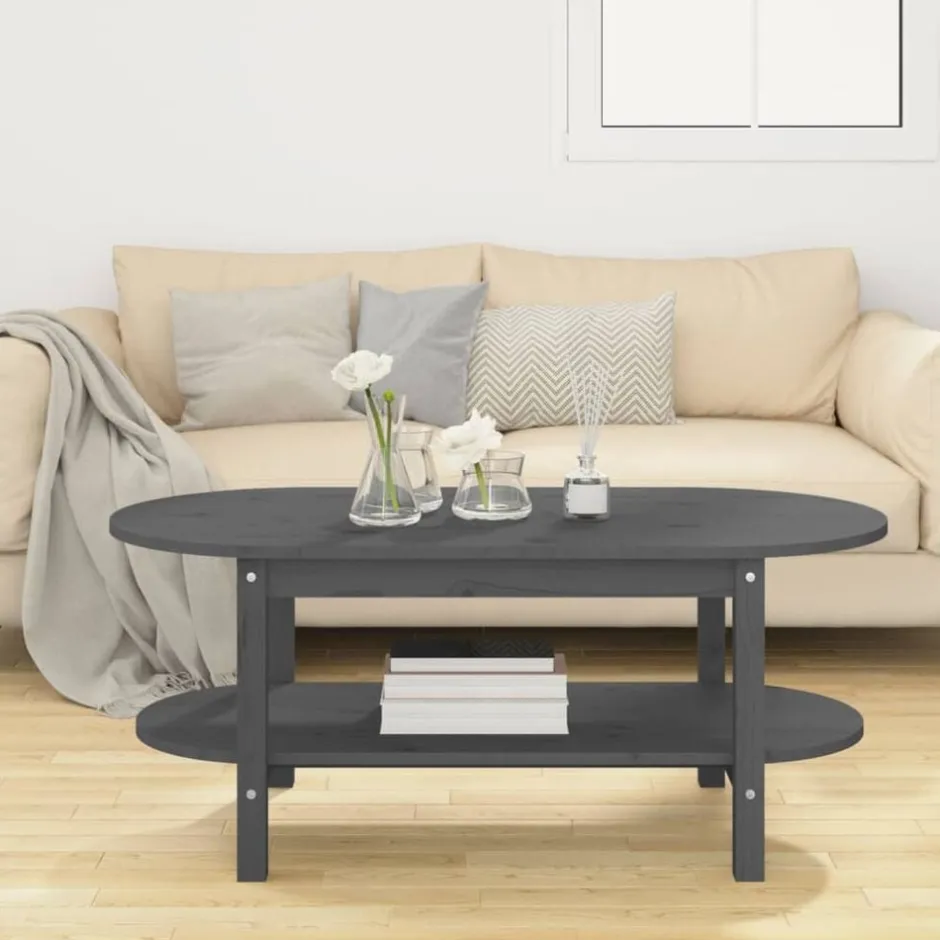 Discount vidaXL Soffbord 110x55x45 cm massiv furu Grå