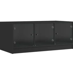 vidaXL Soffbord med glasdörrar svart 102x50x42 cm