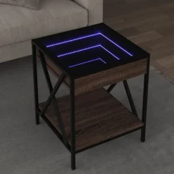 Clearance vidaXL Soffbord med Infinity LEDs 40x40x49 cm brun ek