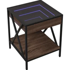 Clearance vidaXL Soffbord med Infinity LEDs 40x40x49 cm brun ek