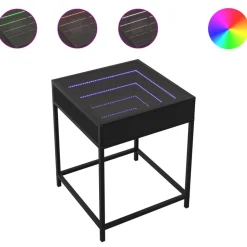 vidaXL Soffbord med Infinity LEDs svart 40x40x51 cm