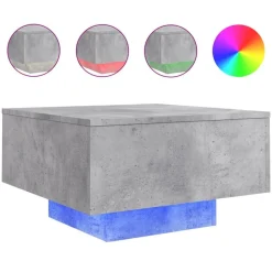 vidaXL Soffbord med LED betonggrå 55x55x31 cm