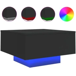 vidaXL Soffbord med LED svart 55x55x31 cm