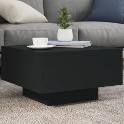 vidaXL Soffbord med LED svart 55x55x31 cm