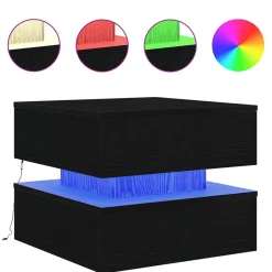Sale vidaXL Soffbord med LED 50x50x40 cm Svart ek