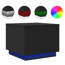 vidaXL Soffbord med LED svart 50x50x40 cm