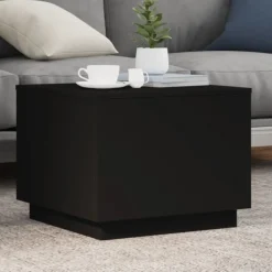 vidaXL Soffbord med LED svart 50x50x40 cm
