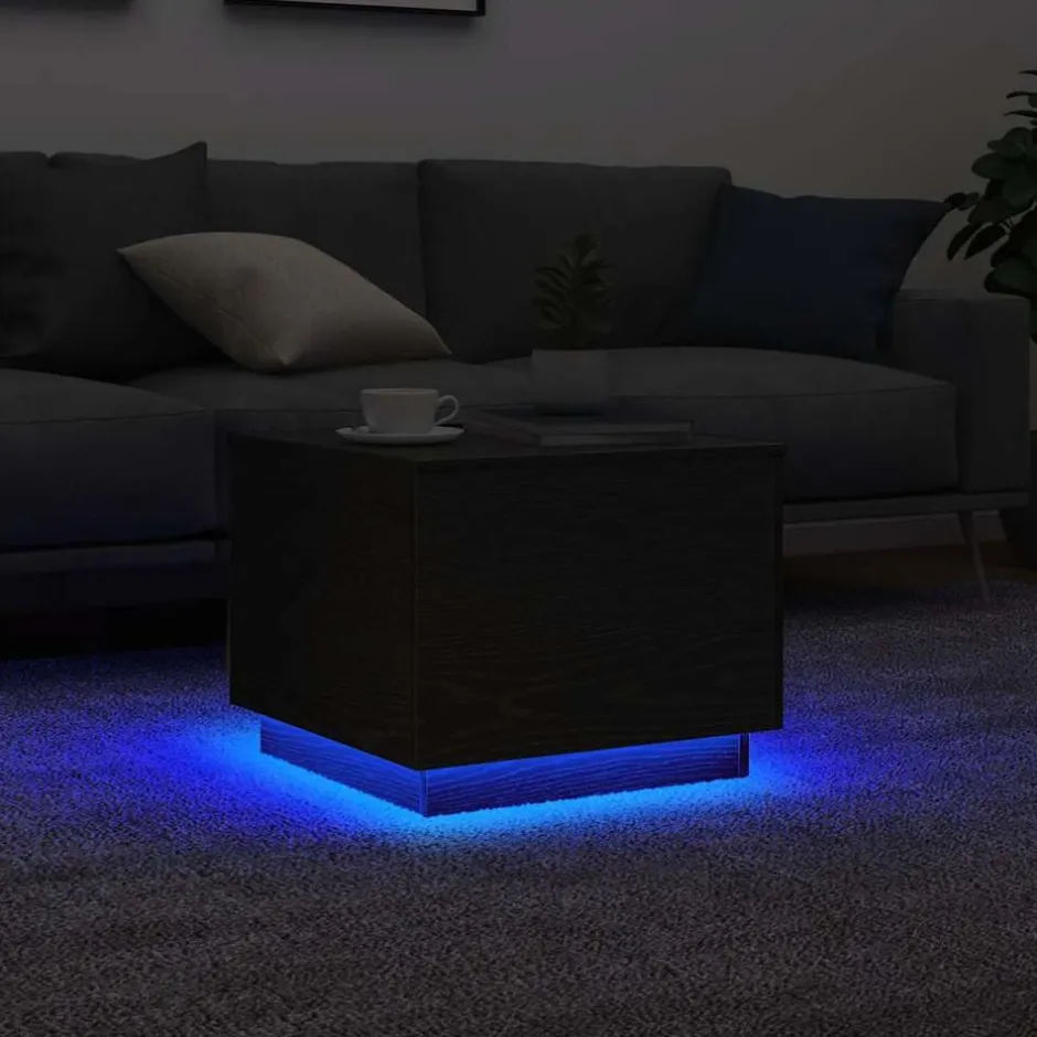 Hot vidaXL Soffbord med LED 50x50x40 cm Svart ek