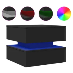 vidaXL Soffbord med LED svart 50x50x40 cm