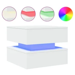 vidaXL Soffbord med LED 50x50x40 cm Vit