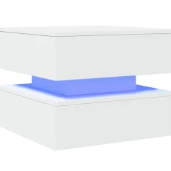 vidaXL Soffbord med LED 50x50x40 cm Vit