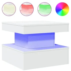 Sale vidaXL Soffbord med LED 50x50x40 cm Vit