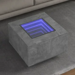 Outlet vidaXL Soffbord med LEDs 60x60x40 cm konstruerat trä Betonggrå