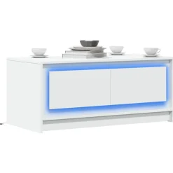 vidaXL Soffbord med LEDs vit konstruerat trä