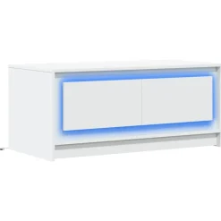 vidaXL Soffbord med LEDs vit konstruerat trä