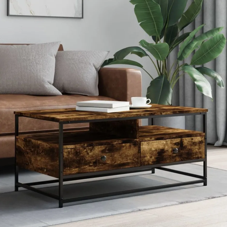 Discount vidaXL Soffbord 100x51x45 cm konstruerat trä Rökfärgad ek