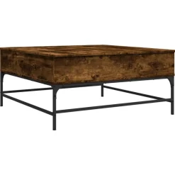 vidaXL Soffbord rökfärgad ek 95x95x45 cm konstruerat trä och metall