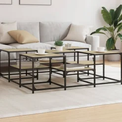 vidaXL Soffbord sonoma-ek 121x121x40 cm konstruerat trä