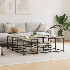 vidaXL Soffbord sonoma-ek 121x121x40 cm konstruerat trä
